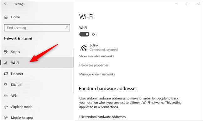 La connessione di rete Wi-Fi