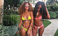 RIHANNA CHESTY PEEKS ON VACATION IN THE CARIBBEAN