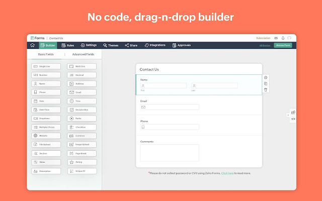 Screenshot of Zoho Forms