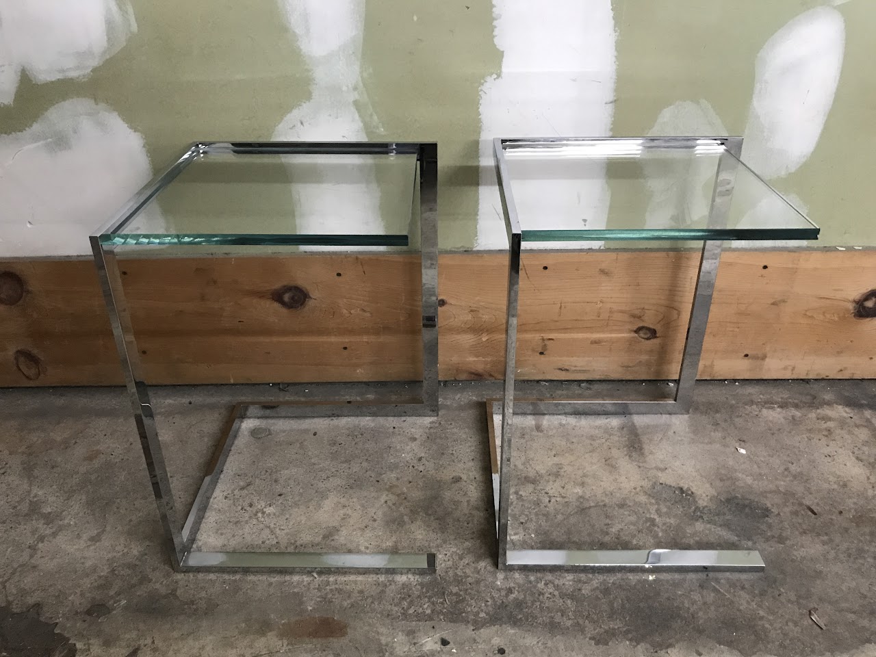 Chrome & Glass Side Table Pair