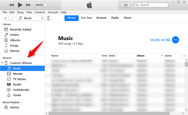 โฟลเดอร์จาก iPhone ที่แสดงใน iTunes