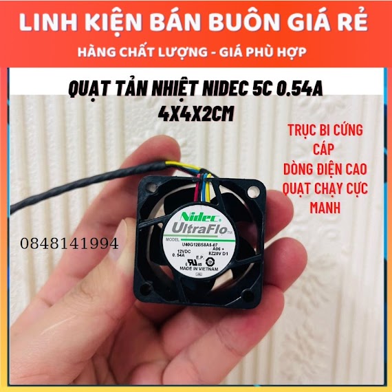 Quạt Tản Nhiệt 12V 0.54A 4X4X2Cm Gió Cực Mạnh