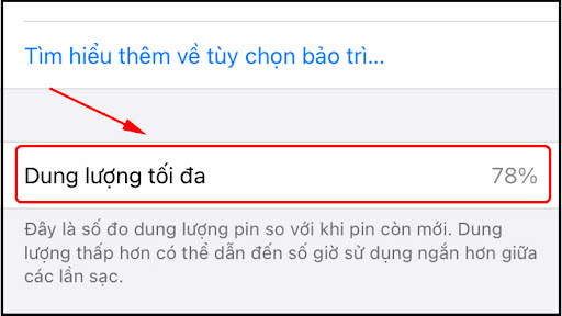 Kiểm tra dung lượng pin tối đa của iPhone