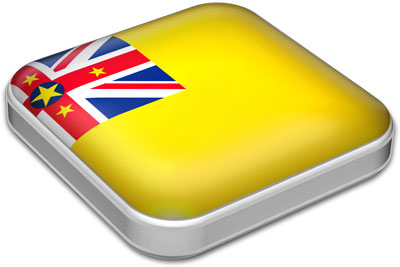 Flag of Niue with metallic square frame