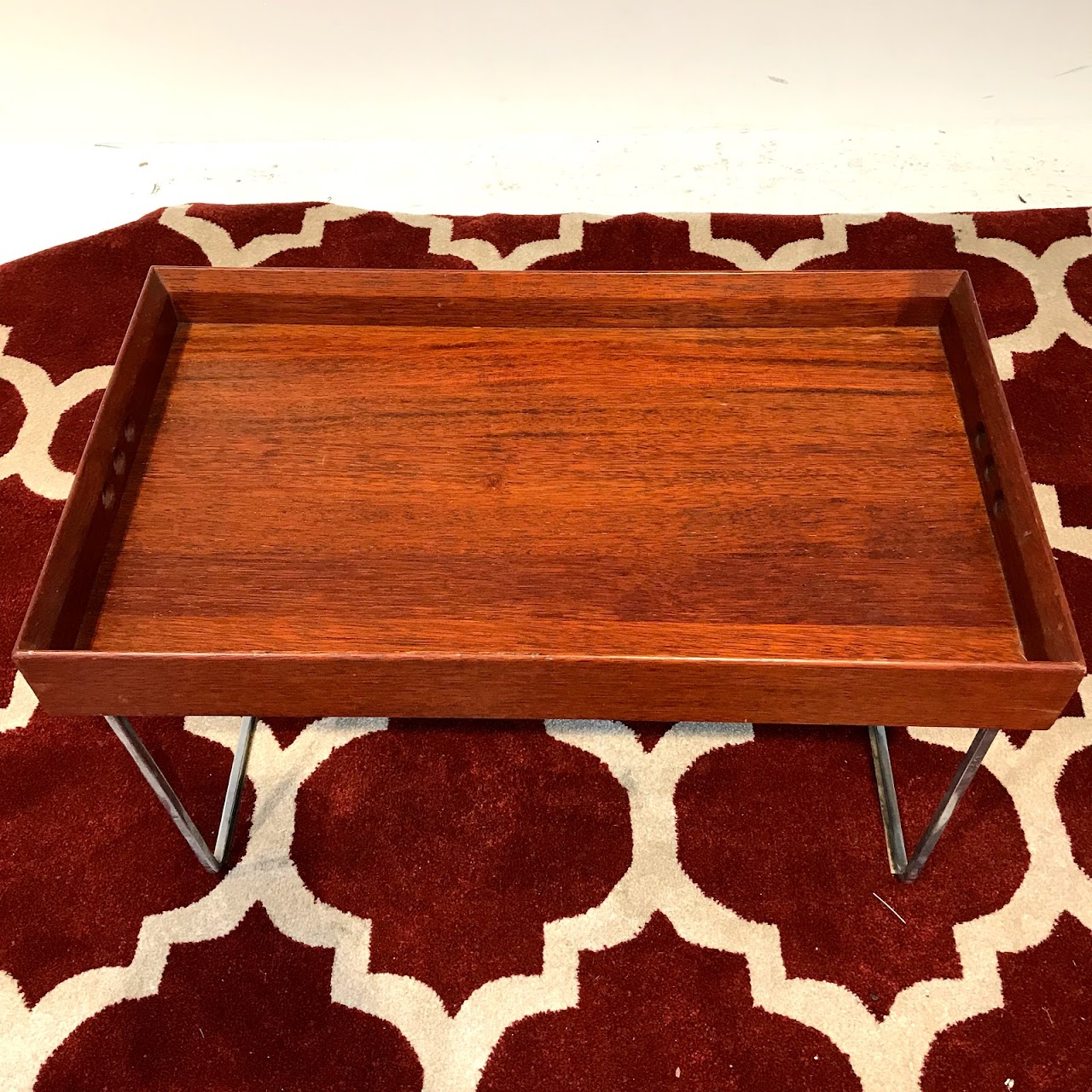 Mahogany and Chrome Tray Table