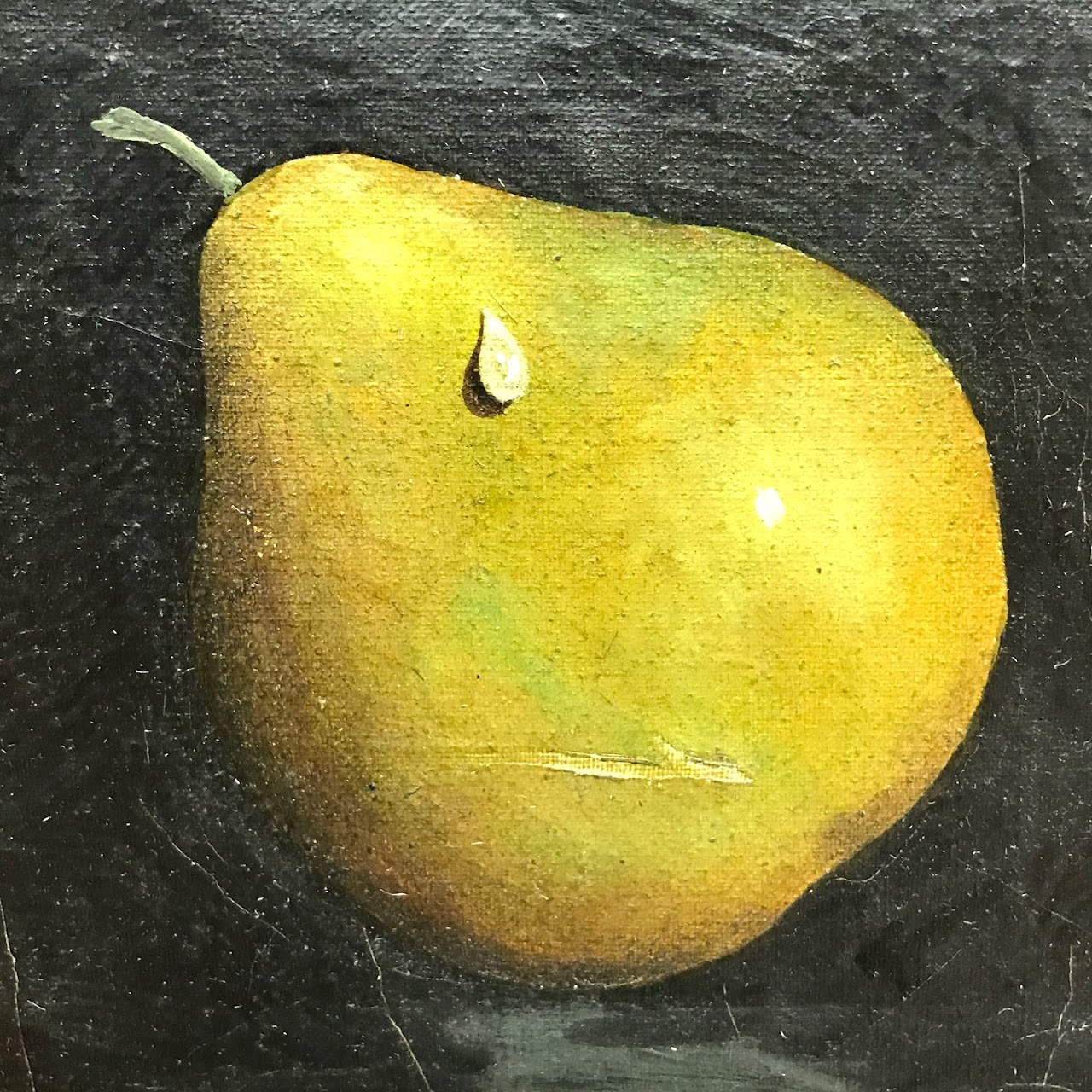 Signed Still Life with Pear Oil Painting