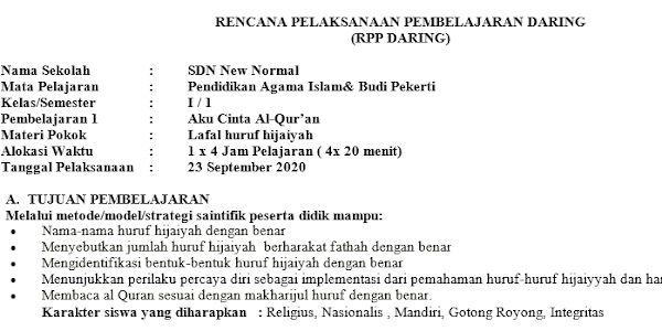 Download RPP 1 Lembar PAI SD Kelas 1, 2, 3, 4, 5, dan 6 Kurikulum 2013 Revisi Terbaru