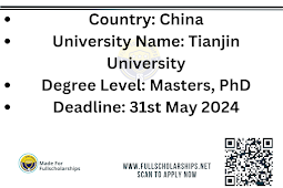 Study in China - The applications are open to apply for the Tianjin Government Scholarship 2024