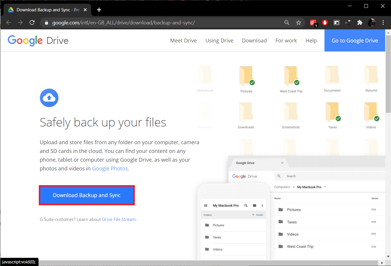 Haga clic en el botón Descargar copia de seguridad y sincronización para comenzar a descargar |  Combinar varias cuentas de Google Drive y Google Photos