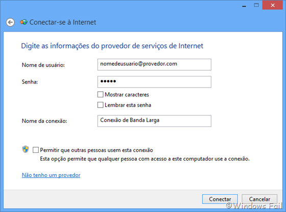 Como criar uma conexão de banda larga no Windows 8 03