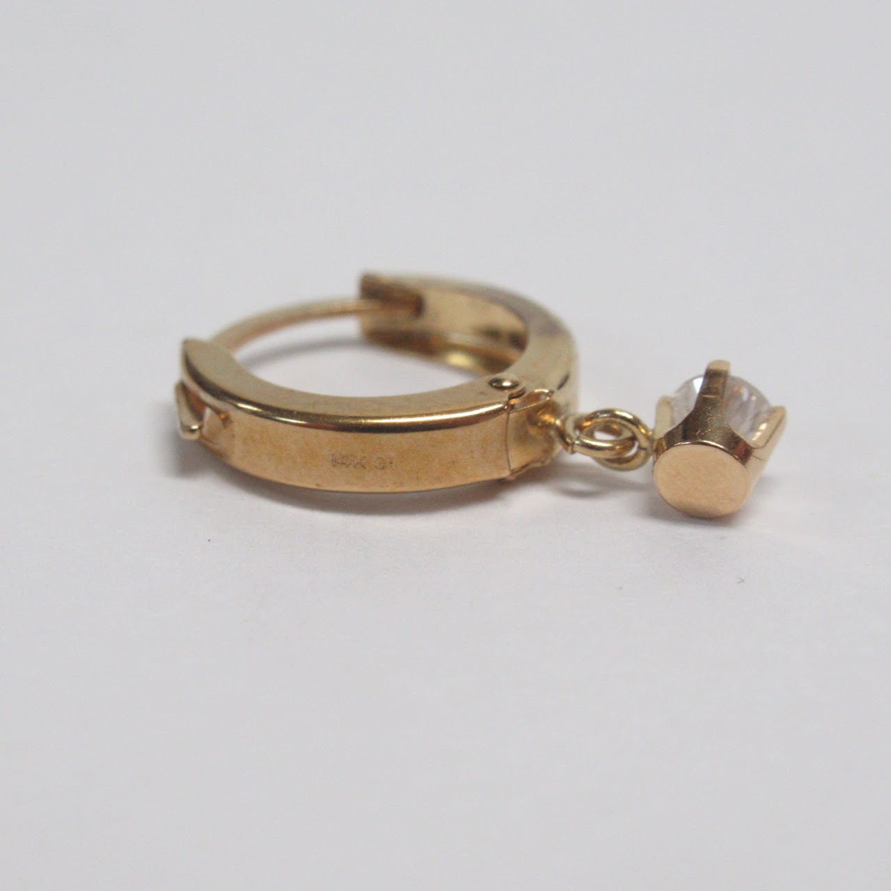 14K Gold and Diamond Huggie Hoop Earrings