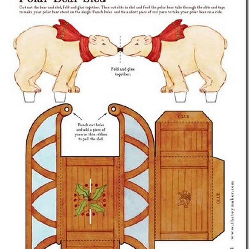 Oso polar y Papá Noel  recortable para niños