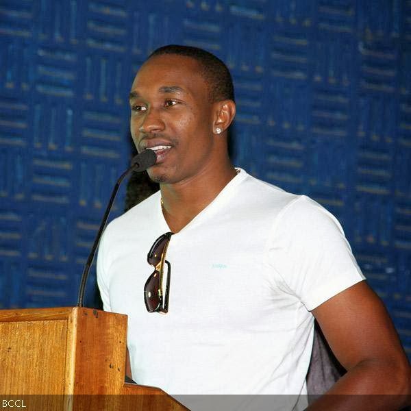 Dwayne Bravo speaks during the press meet of Tamil movie Ula, held at Prasad Labs in Chennai.