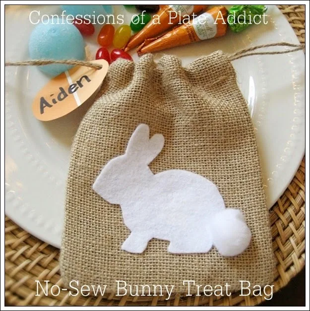 CONFESSIONS OF A PLATE ADDICT No-Sew Burlap Bunny Treat Bag