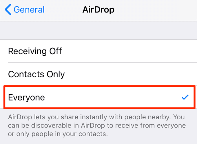 Iedereen geselecteerd in AirDrop