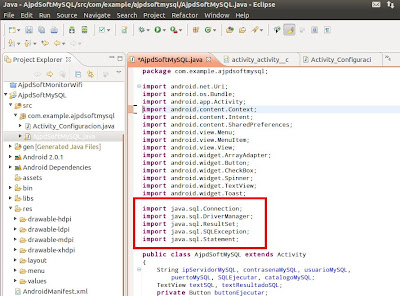 Acceso a BD MySQL desde Android con JDBC y Eclipse