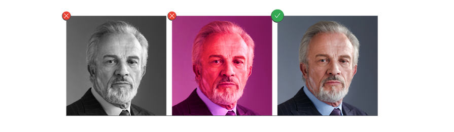 Headshots can't use improper color applications for use in Local services