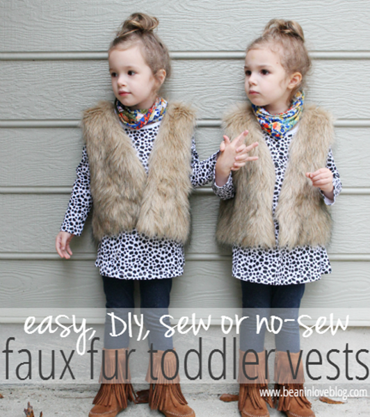 diy faux fur toddler vests