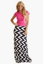 <br />Women's Zig Zag Chevron Maxi Skirt Multiple Colors by Boutique Socks