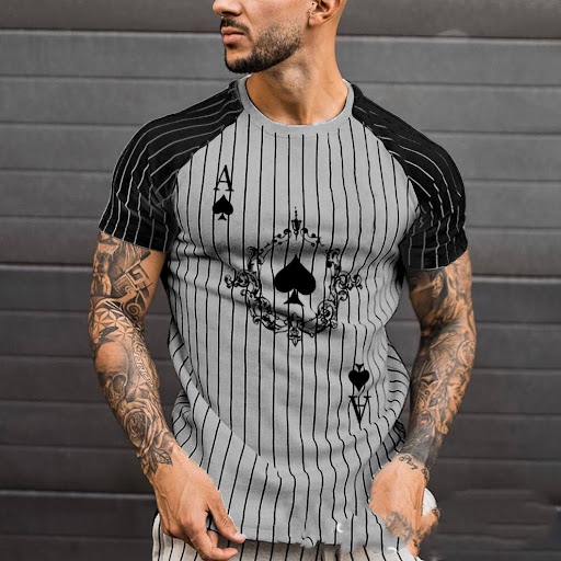 Title 6, Poker A Stripe Printed Colorblock T-shirt