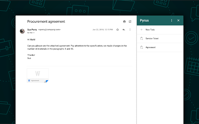 Screenshot of Pyrus for Gmail