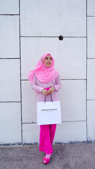 premium beautiful UIA Gombak, Pink Dress muslimah ootd-salleha roslan-korset PB-rawatan slip disc-nak kurus sihat selamat cepat-bbglo collagen