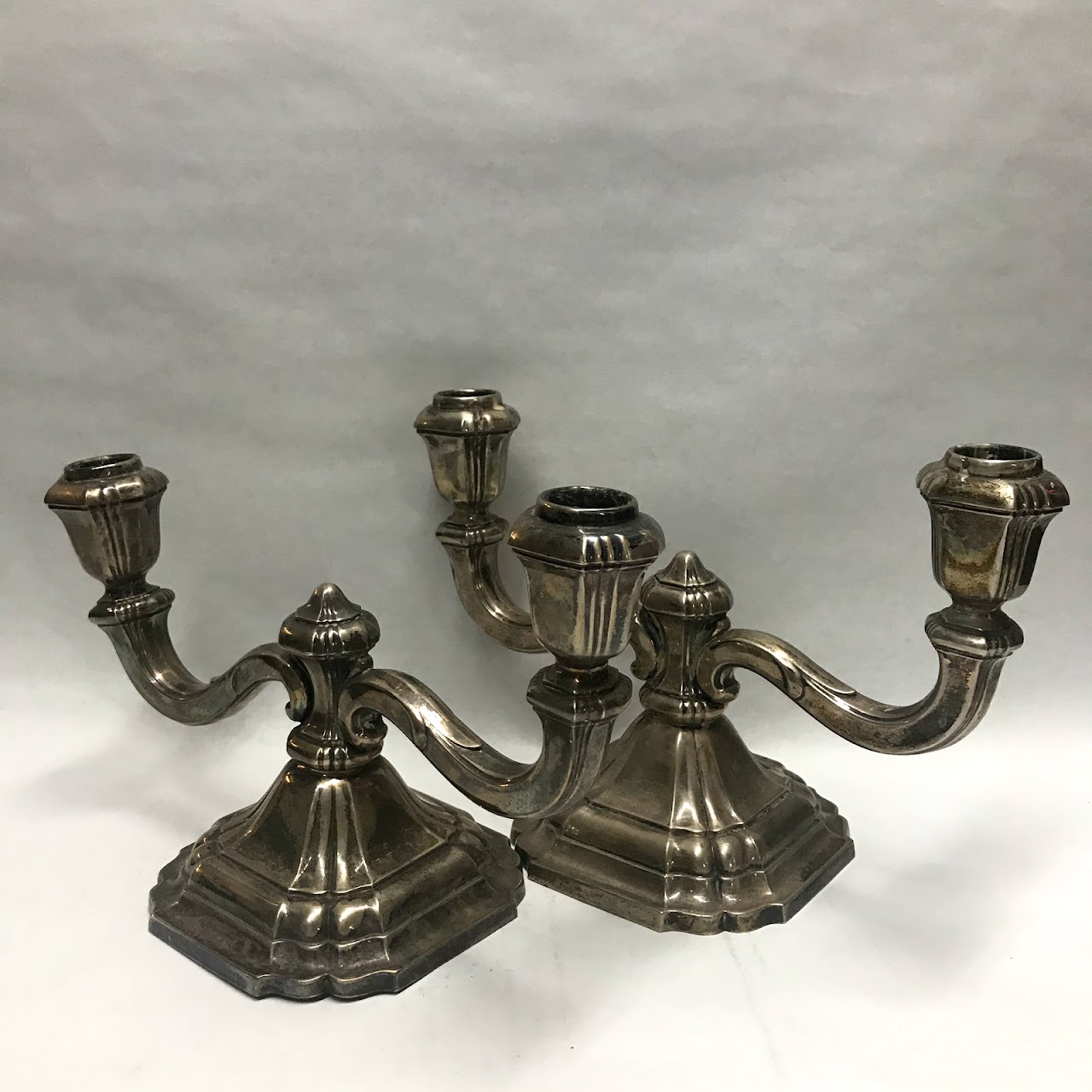 835 Silver German Candle Holder Pair