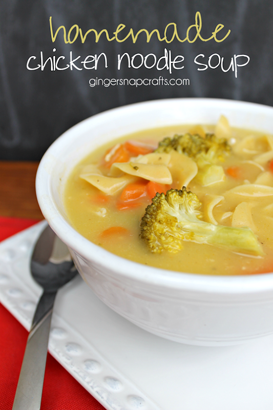 Homemade Chicken Noodle Soup at GingerSnapCrafts.com   #cansgetYOUcooking #sponsored