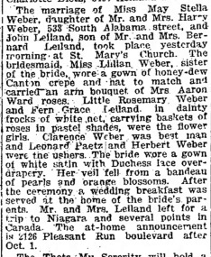 Weber, May, Marriage, The Indianapolis Star, Wed, Sep 7, 1921