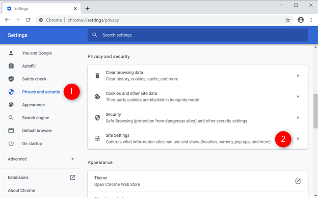 Cách dừng thông báo trên Chrome từ menu Cài đặt