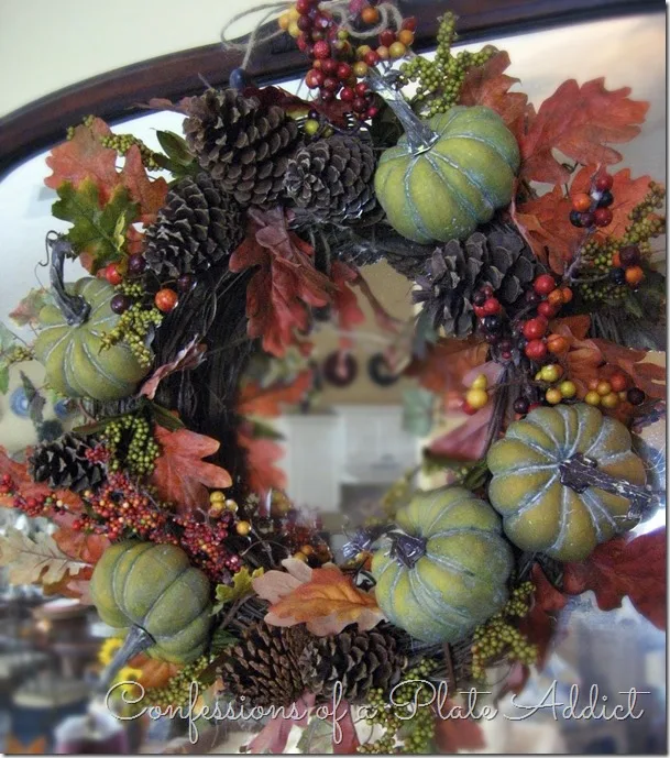 CONFESSIONS OF A PLATE ADDICT Pumpkins & Burlap Thanksgiving Mantel7=