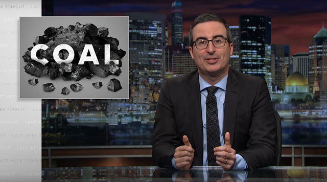 Screenshot from the 18 June 2017 episode of 'Last Week Tonight with John Oliver' (HBO), featuring a segment on coal. In June, a group of coal companies filed a defamation claim in a West Virginia court after unflattering coverage by Oliver. Photo: Last Week Tonight