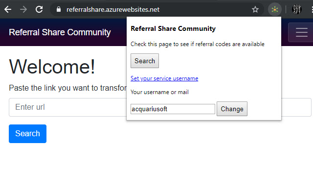 Referral Share Community chrome extension