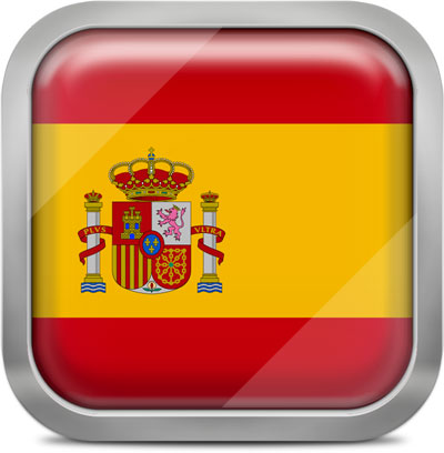 Spain square flag with metallic frame
