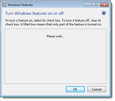 Wachten op de lijst met Windows-functies in Windows 7