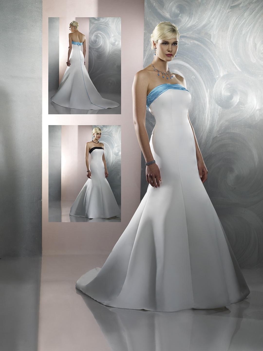 Satin Strapless Blue Neckline