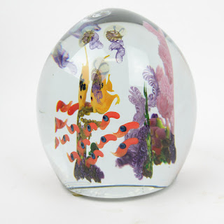 Signed Chris Heilman Golden  Angel, Squid, Jellyfish Glass Paperweight