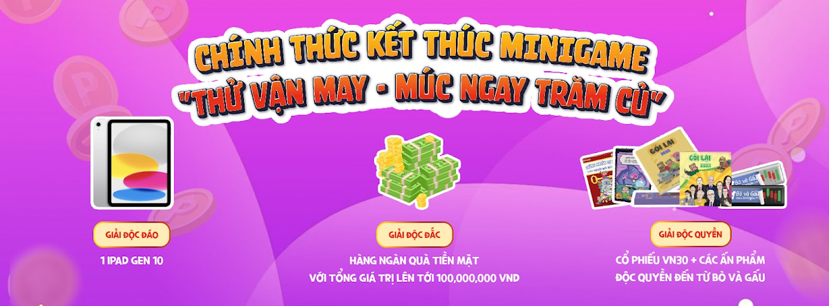 Chính thức kết thúc Minigame "Thử Vận May - Múc Ngay Trăm Củ"