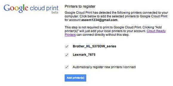 Printers toevoegen chrome