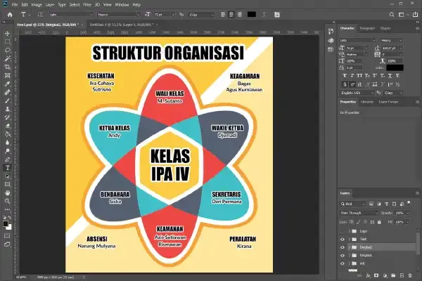 Membuat teks Struktur Organisasi