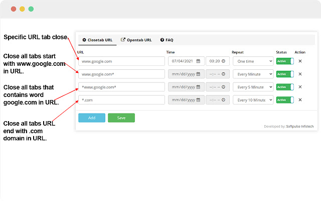 Tab Scheduler with auto open and close chrome extension