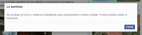 Mensaje de error en Facebook