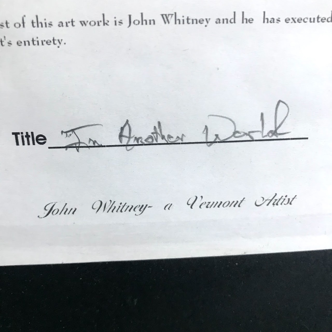 John Whitney Signed Pencil and Watercolor Drawing