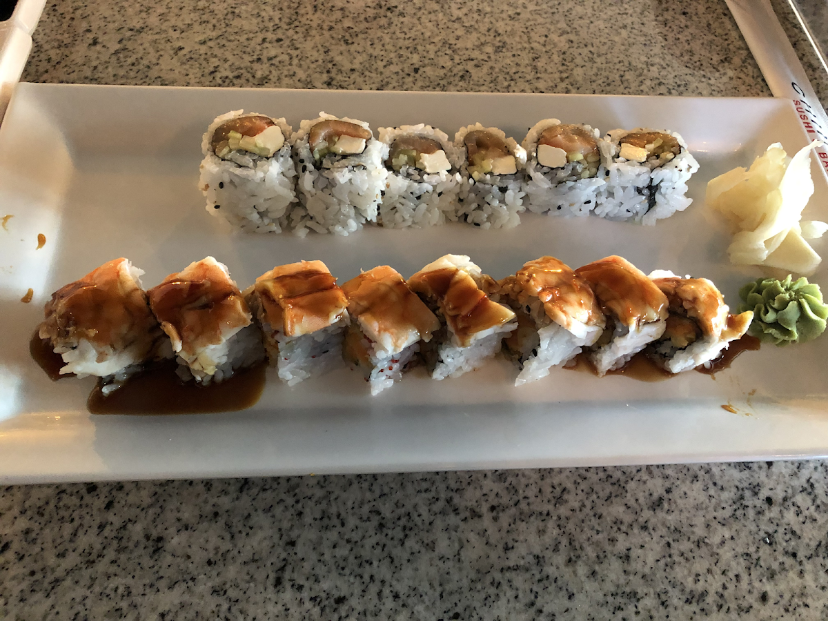 Philadelphia roll and Scorpion roll