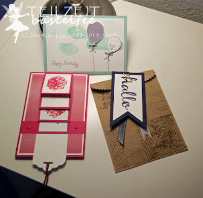 Stampin' Up! - Workshop, SAB, FSK, Balloon Celebration, Timeless Textures, SAB What I love, Perfect Pairings, Banner, Waterfall Card