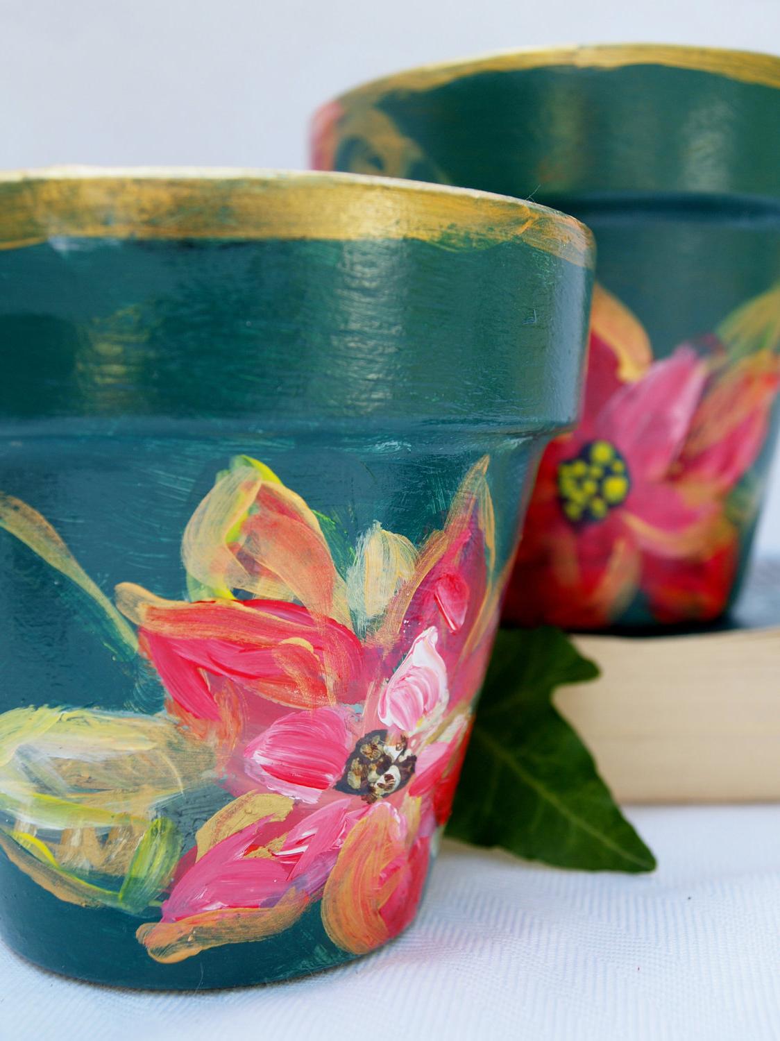 hand-painted pots are