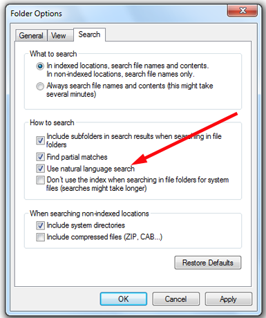 Zoeken in natuurlijke taal in Windows 7