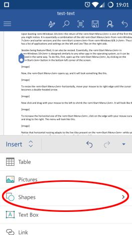 Microsoft Word, Android, upravit, přidat, obrázky, tvary