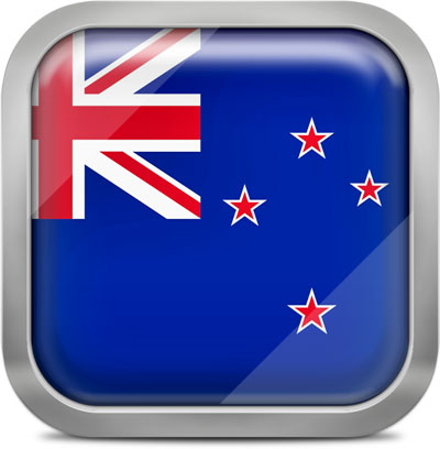 New Zealand square flag with metallic frame
