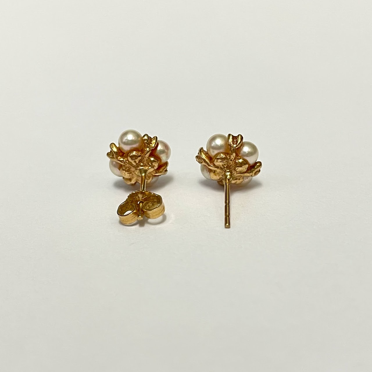 14K Gold, Diamond, and Pearl Earrings